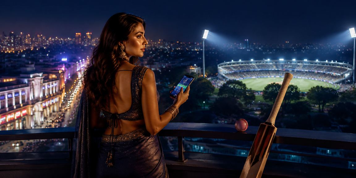 View of a cricket stadium filled with Indian fans